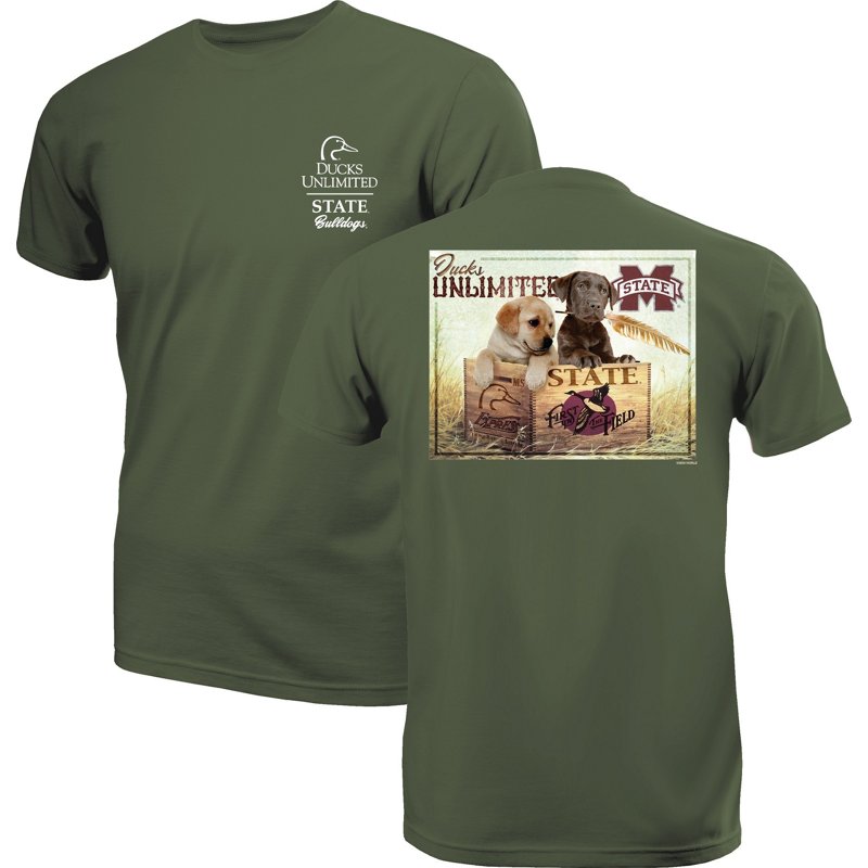 New World Graphics Men's Mississippi State University Ducks Unlimited Box of Puppies Graphic T-shirt