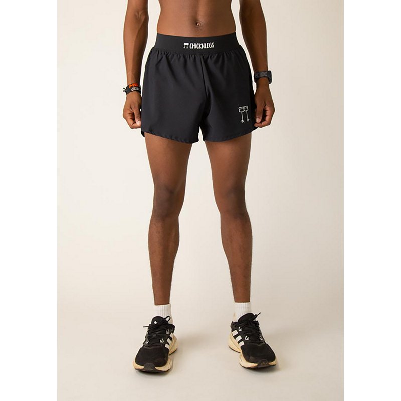 Chicknlegs Men's Black Half Split Shorts 4 in