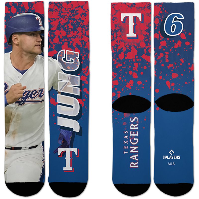 For Bare Feet Texas Rangers Josh Jung Road Warrior Player Crew Socks