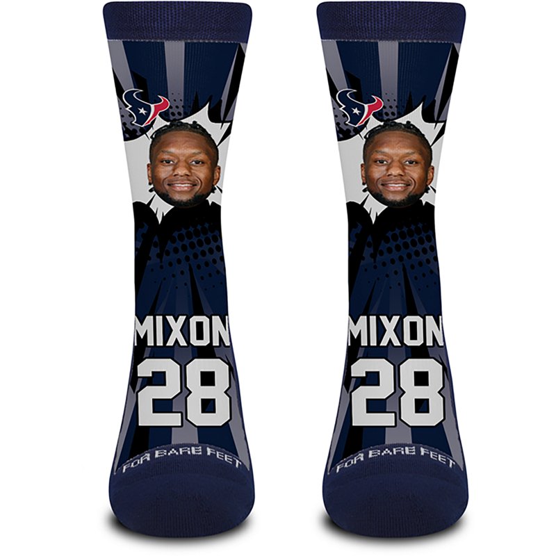 For Bare Feet Youth Houston Texans Joe Mixon KA-POW Player Crew Socks