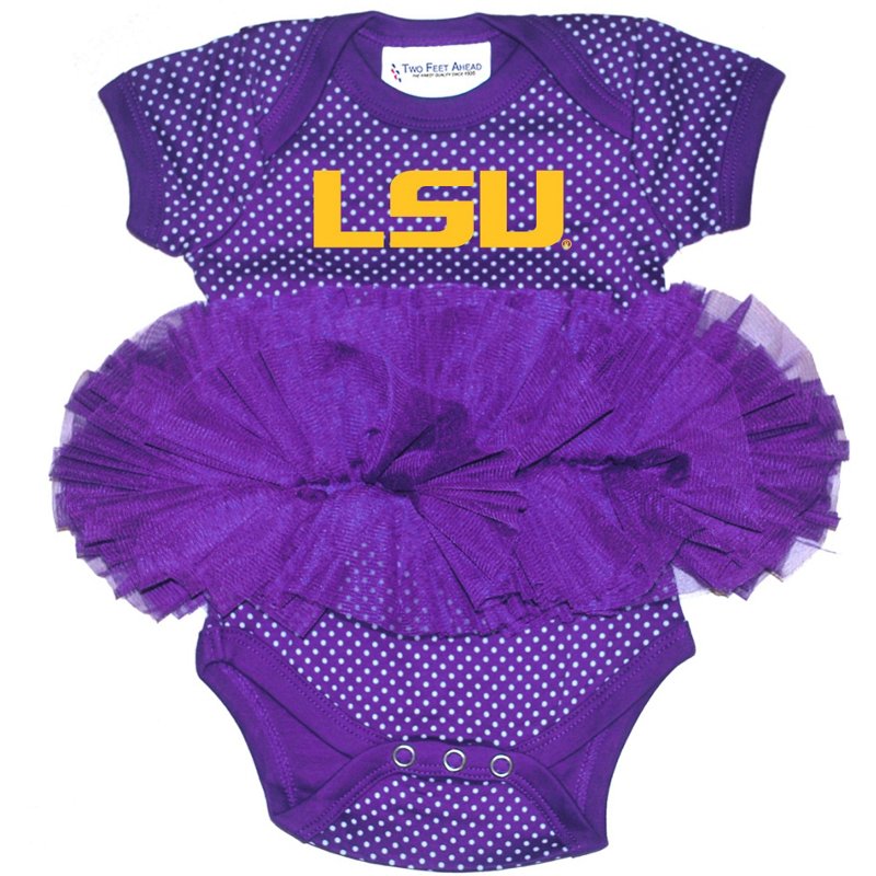 Two Feet Ahead Infants' Louisiana State University Pin Dot Tutu Creeper