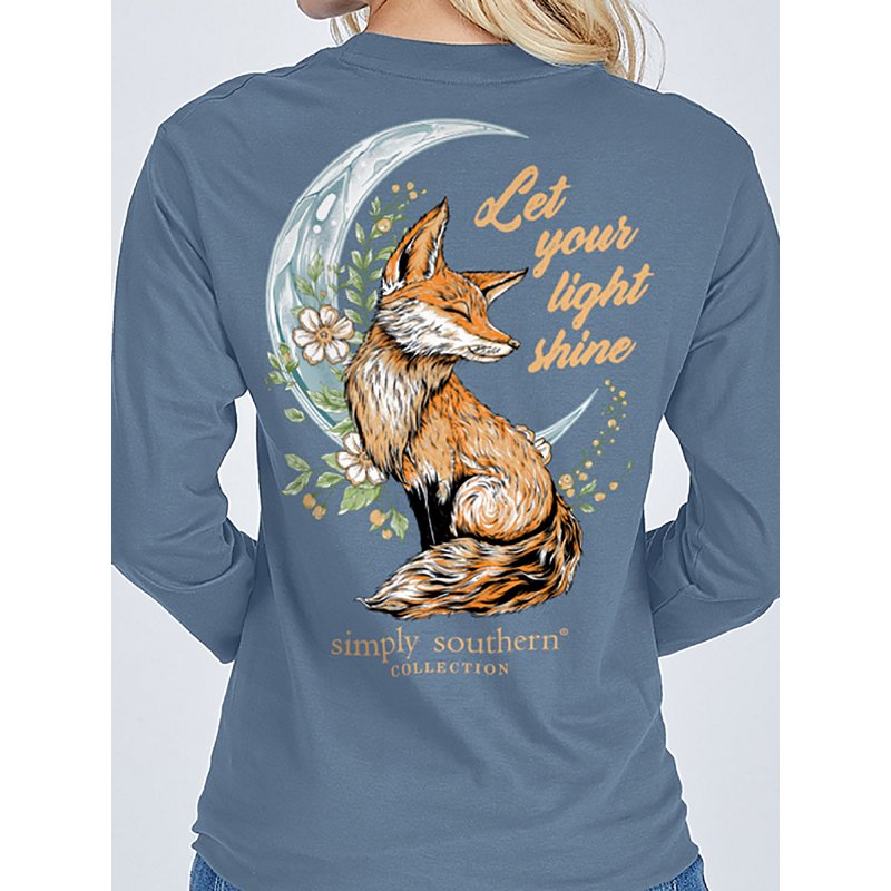 Simply Southern Girls' Moon Fox Long Sleeve T-shirt